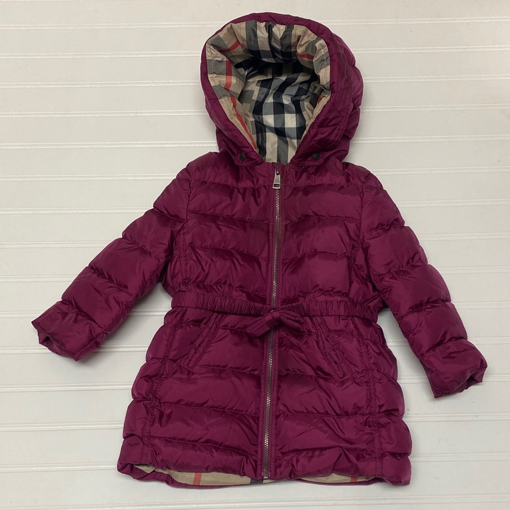Burberry Toddler Girls Down Puffer Jacket Coat in Burgundy